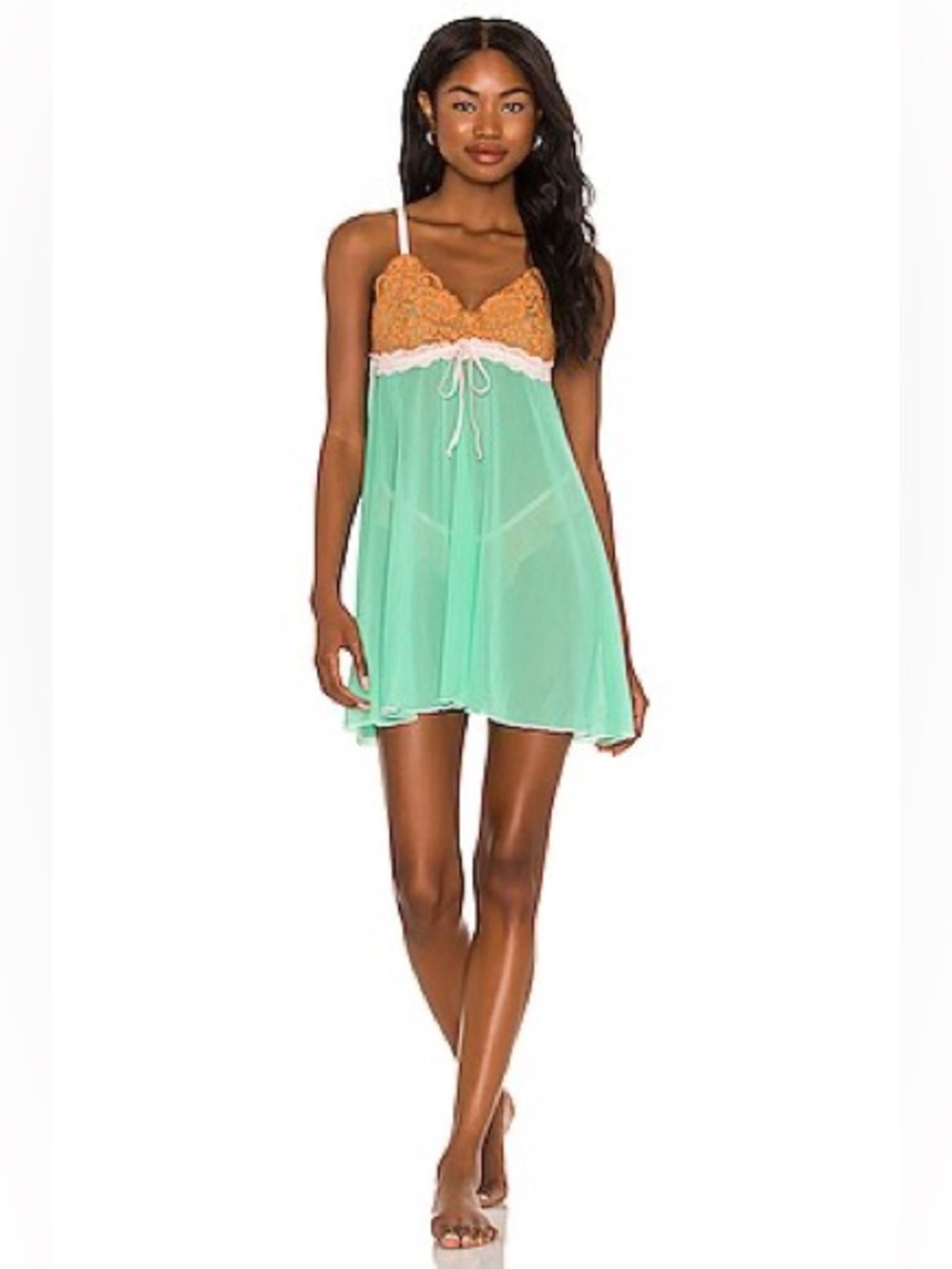 Ur Hah Doll Slip Mint It HAH Lace Mesh Babydoll Slip Dress Y2K Fairycore